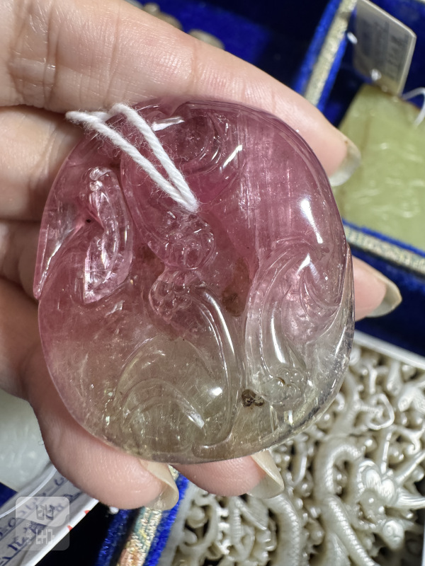 清 碧玺双獾挂坠 - 图8